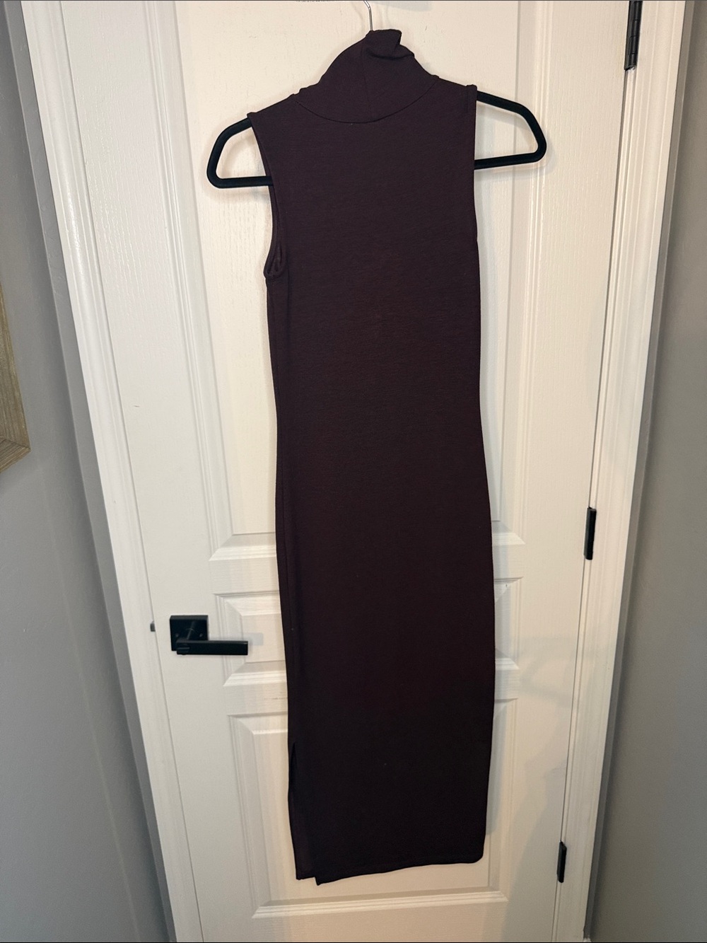 French Connection Sleeveless Turtleneck Maxi Dress in Dark Plum